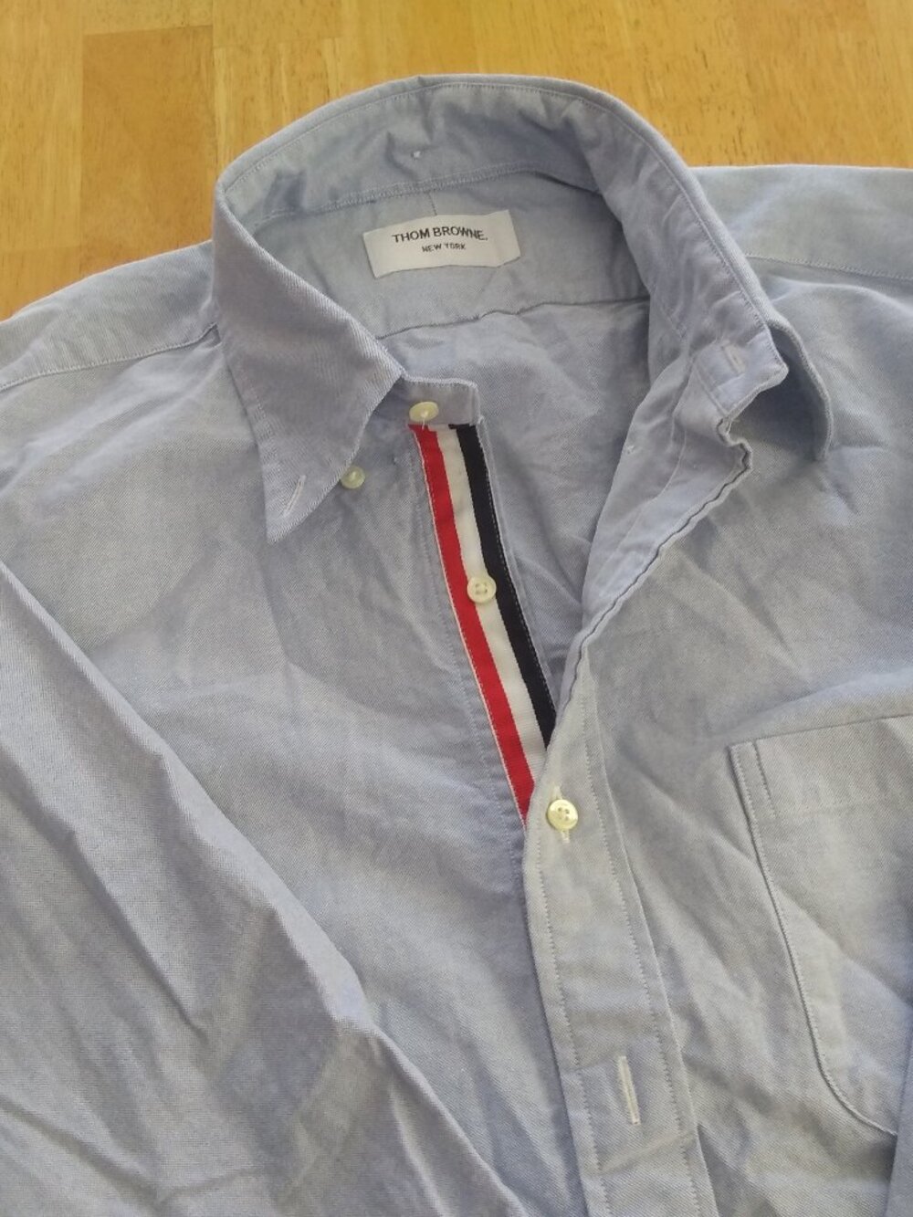 New Blue Thom Browne L TB4 OCBD with Grosgrain Placket 16-35